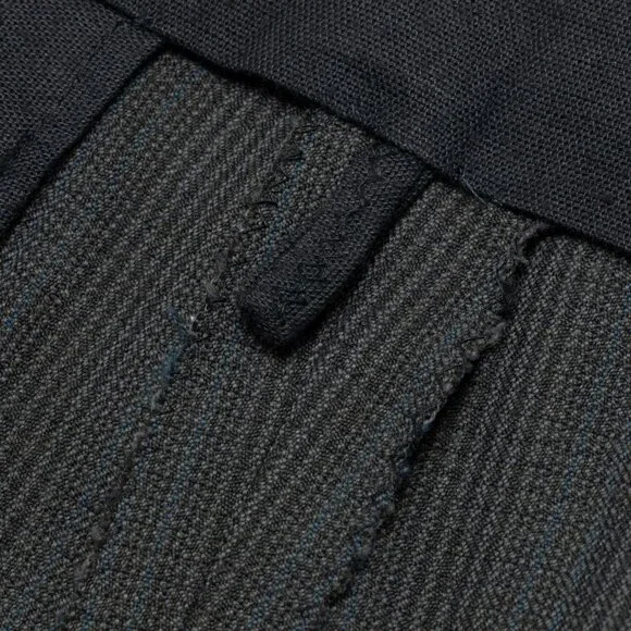 Sundazed (Germany) 70s, Sculptural Volume, High-Twist Wool, Blue Pinstripe